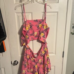 Madden Girl Pink Floral Cutout Skirted Bottoms